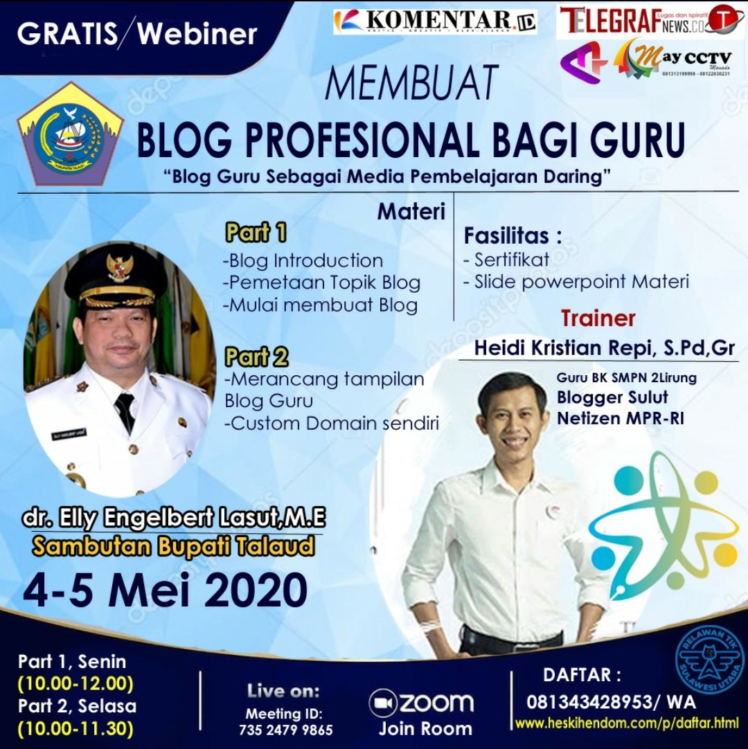 Gelar Seminar Online Gratis, Pemkab Talaud Bantu Guru se-Sulut Miliki Blog Profesional