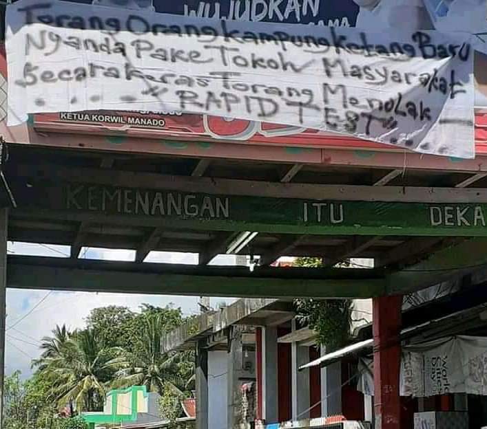 Spanduk Warga Ketang Baru Tolak Rapid Test Dipasang Di Jalan, Begini Sanksinya