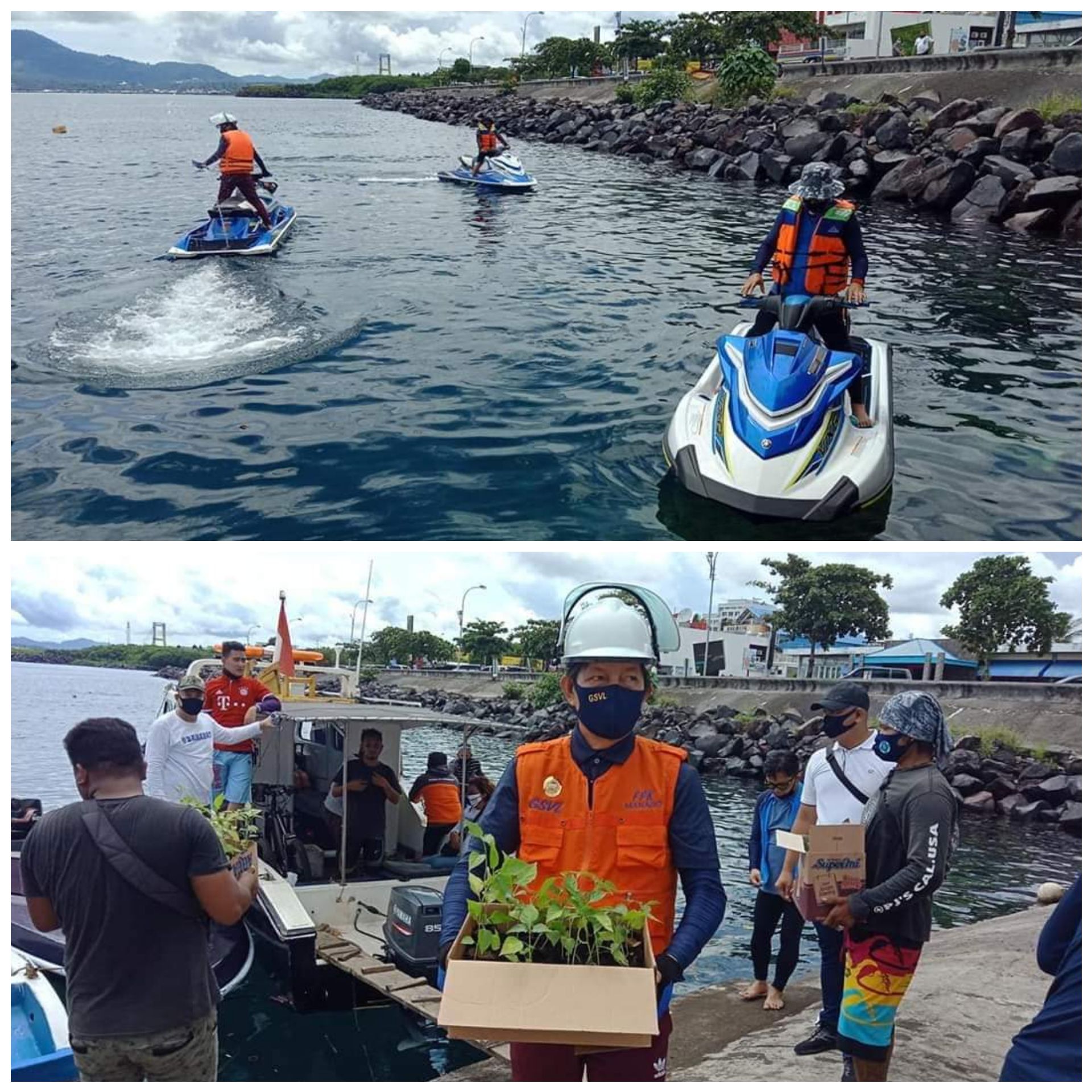 Pakai Jetsky, Walikota GSVL Sambangi Bunaken Kepulauan Bawah Bibit Rica dan Jagung