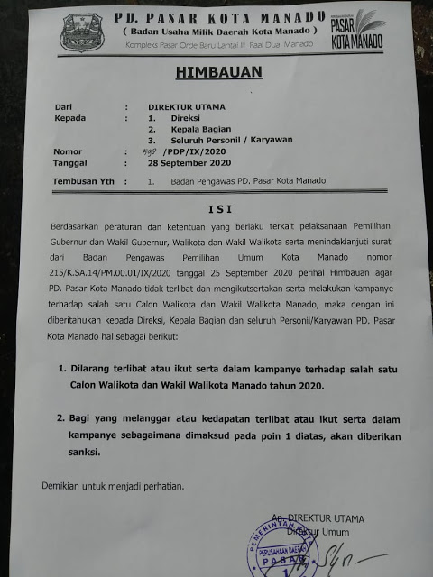 Dukung PAHAM, Karyawan PD Pasar Ini Dinilai Langgar Surat Edaran Direksinya, Sanksi Menanti