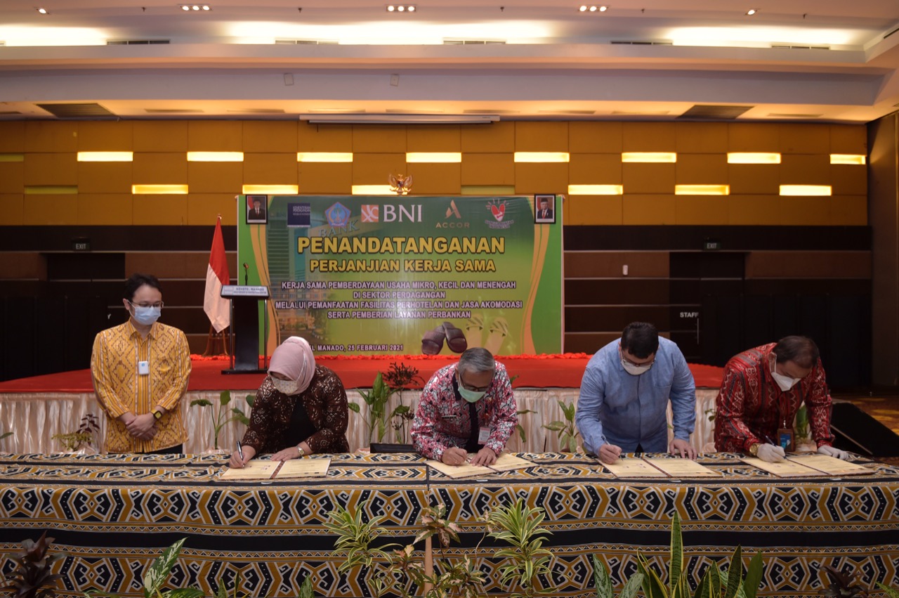 Disaksikan Jerry Sambuaga, Kemendag, Accor Group, BNI Manado dan Pemprov Sulut Teken MoU