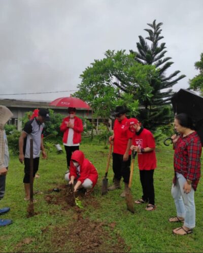 Peduli Lingkungan, Jurani dan Junita Pimpin DPD PSI Manado Tanam Pohon di Mapanget