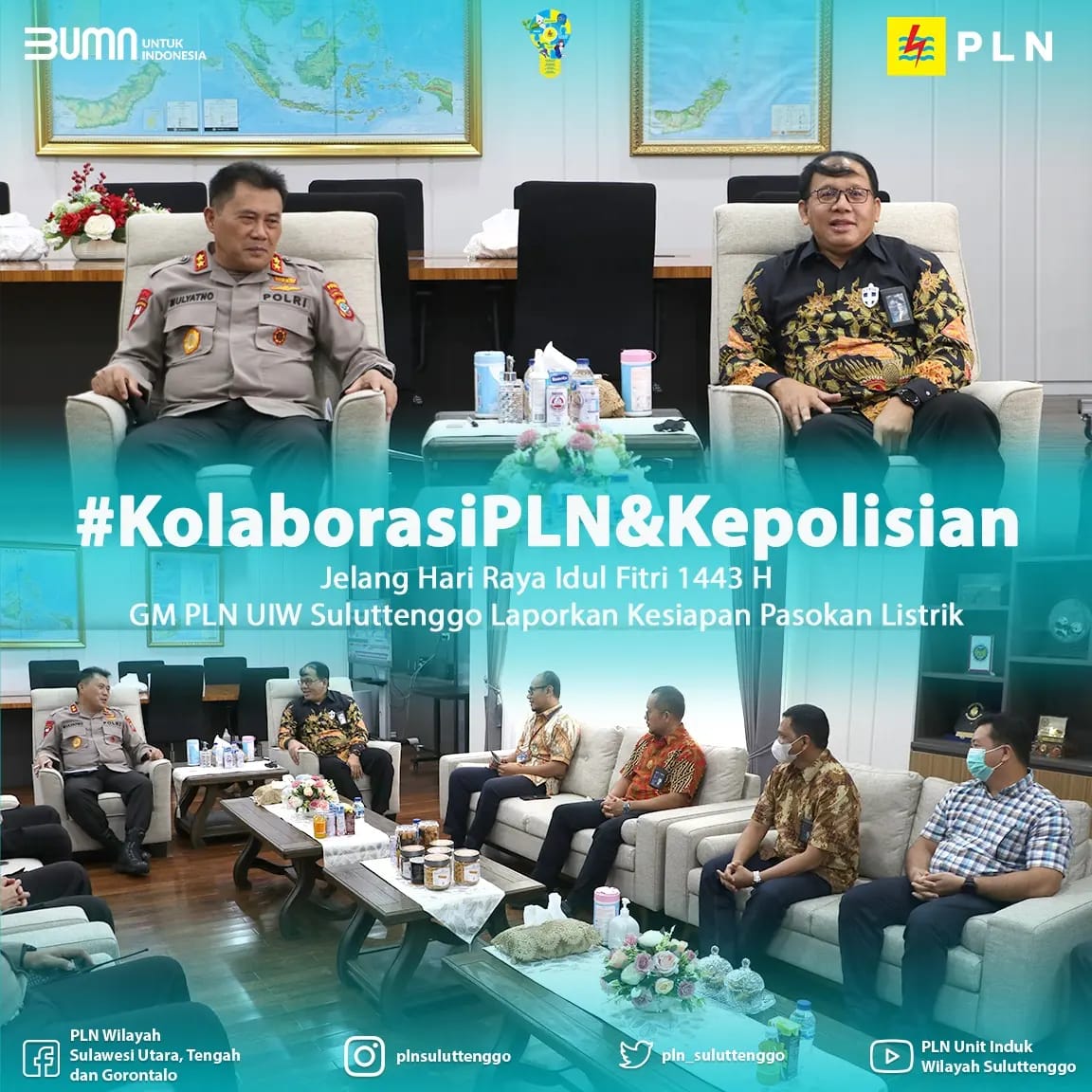 Laporkan Kesiapan Listrik Menjelang Idul Fitri, GM PLN UIW Suluttenggo Temui Kapolda Sulut