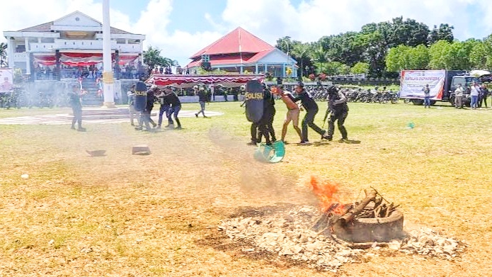 Polres Kepulauan Talaud Gelar Simulasi Sispamkota untuk Pengamanan Pilkada