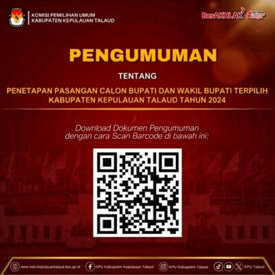 Pengumuman Penetapan Pasangan Calon Bupati dan Wakil Bupati Terpilih Kabupaten Kepulauan Talaud Tahun 2024